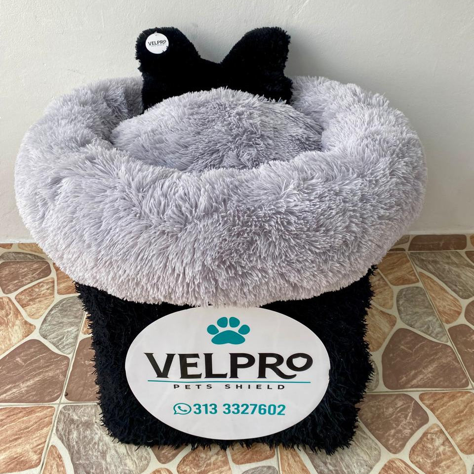 Cama Donna Antiestrés-Gris/ Cojín Negro