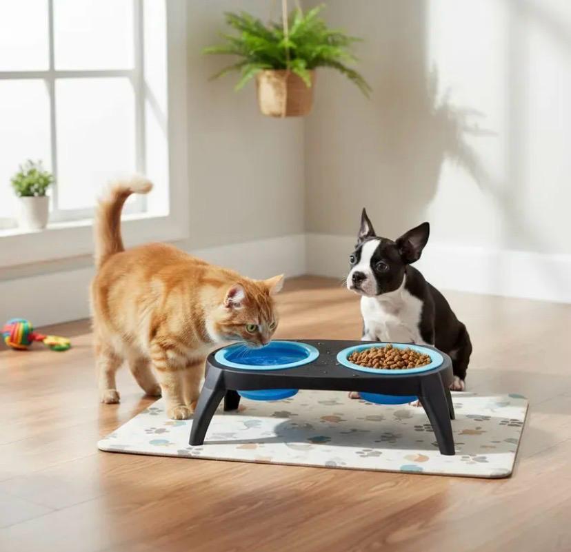 Comederos elevados Gatos /Perros -Azul